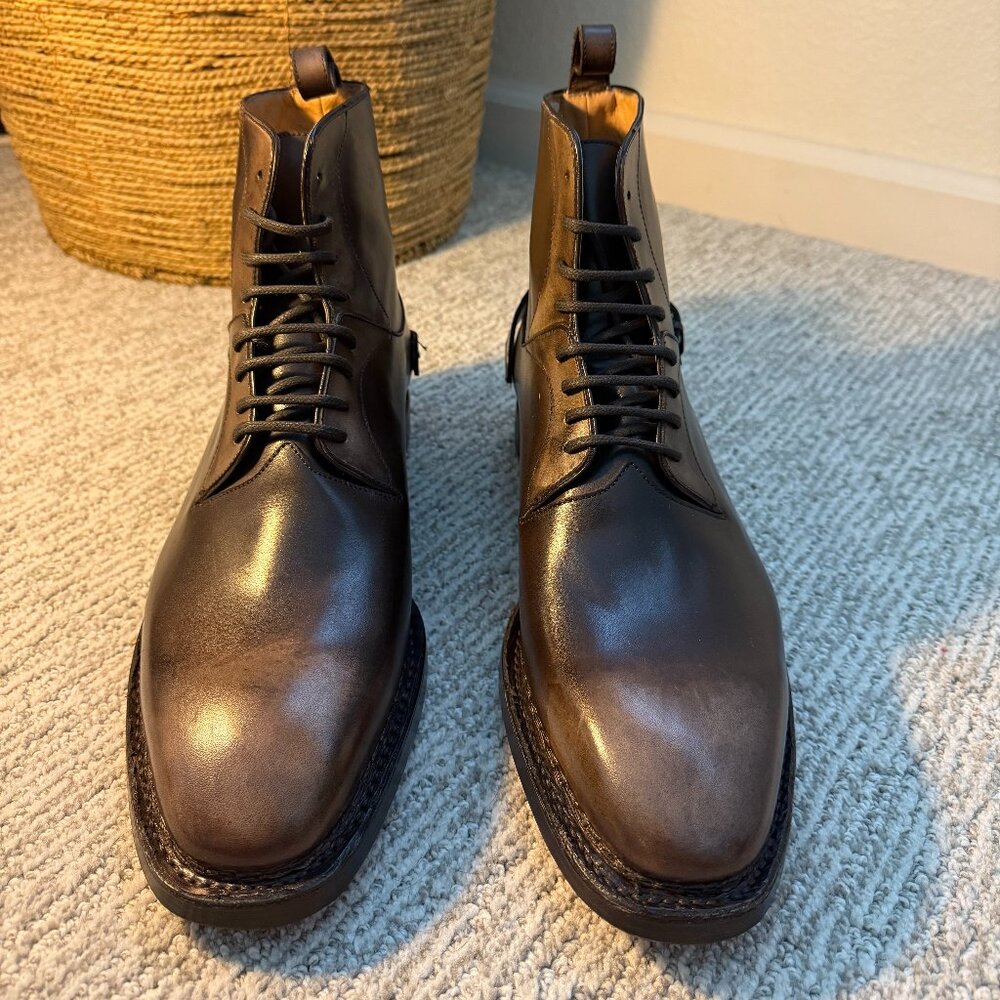 John Varvatos Hand-Stained Leather Dress Boots Brown Size 11 NWT $1200 Retail - Picture 2 of 9